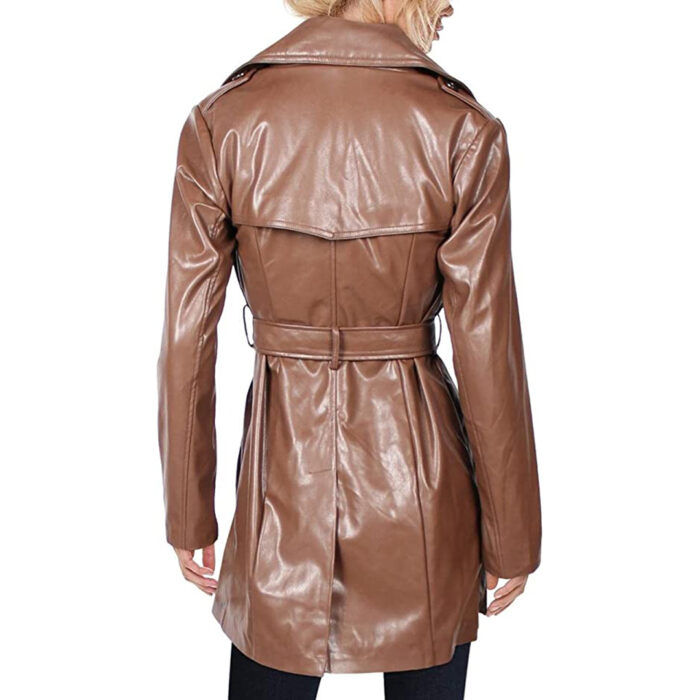 Womens Sam Edelman Faux Leather Trench Coat