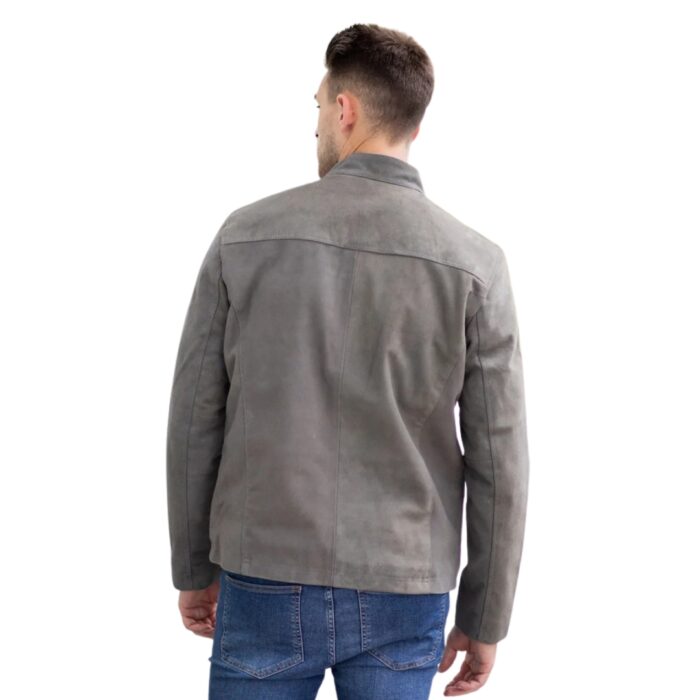 Men Grey Wren Suede Leather Jacket