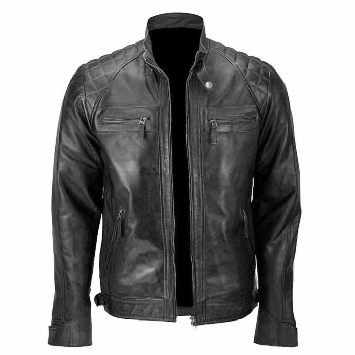 Men’s Vintage Black Quilted Motorcycle Leather Jacket