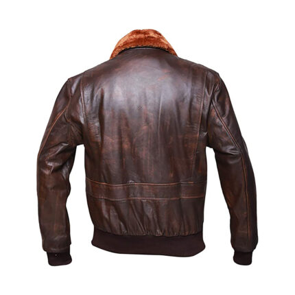 Men's G1 Distressed Brown Goatskin Leather Bomber Jacket