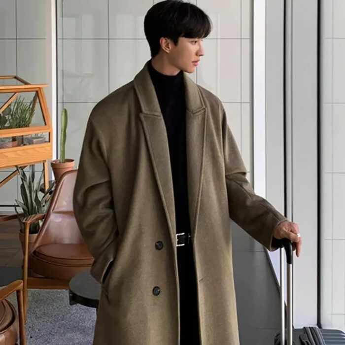Men Korean Style Woolen Trench Coat