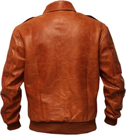 Men A2 Tan Real Leather Bomber Aviator Jacket