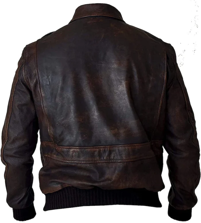 Men Distressed Brown A2 Millitary Bomber Leather Jacket