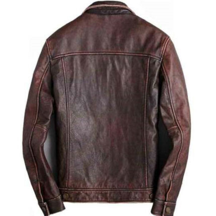 Men Brown Fashionable Cafe Racer Leather Jacket