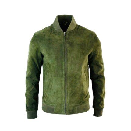 Green Suede MA-1 Bomber Jacket
