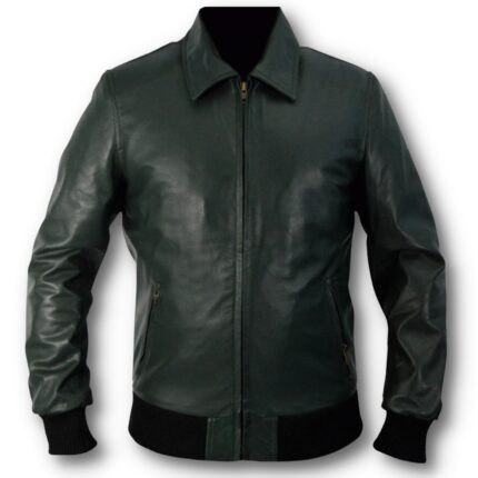 Oliver Queen Arrow Black Bomber Leather Jacket