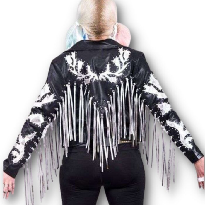 Harley Quinn Black Metallic Fringe Jacket in Birds Of Prey