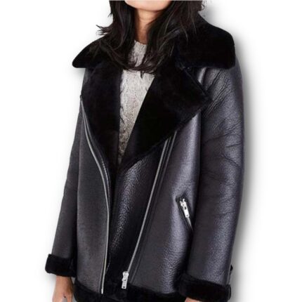 Army Of Thieves Gwendoline Black Shearling Fur Leather Jacket