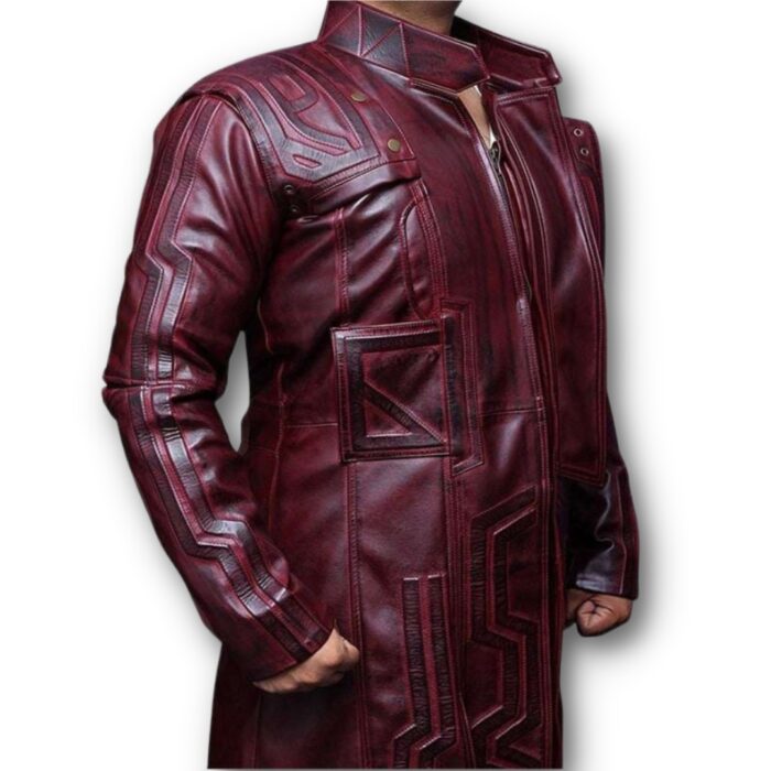 Star-Lord Maroon Leather trench Coat