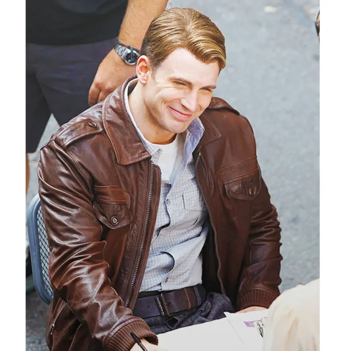 Chris Evans Captain America Avengers Brown Jacket