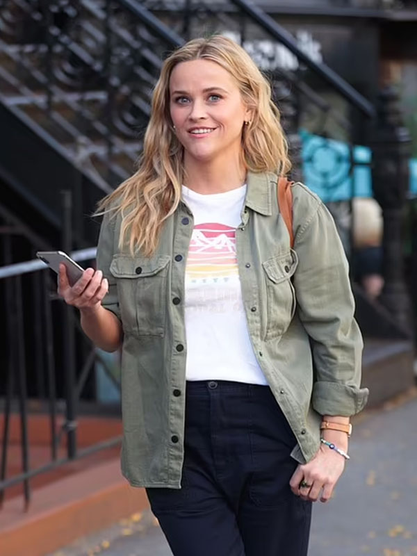 Your Place or Mine 2023 Reese Witherspoon Olive Green Jacket