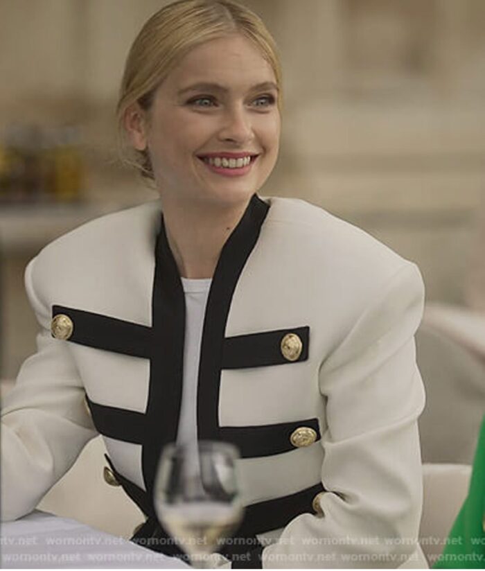 Camille Razat Emily In Paris White Military Jacket