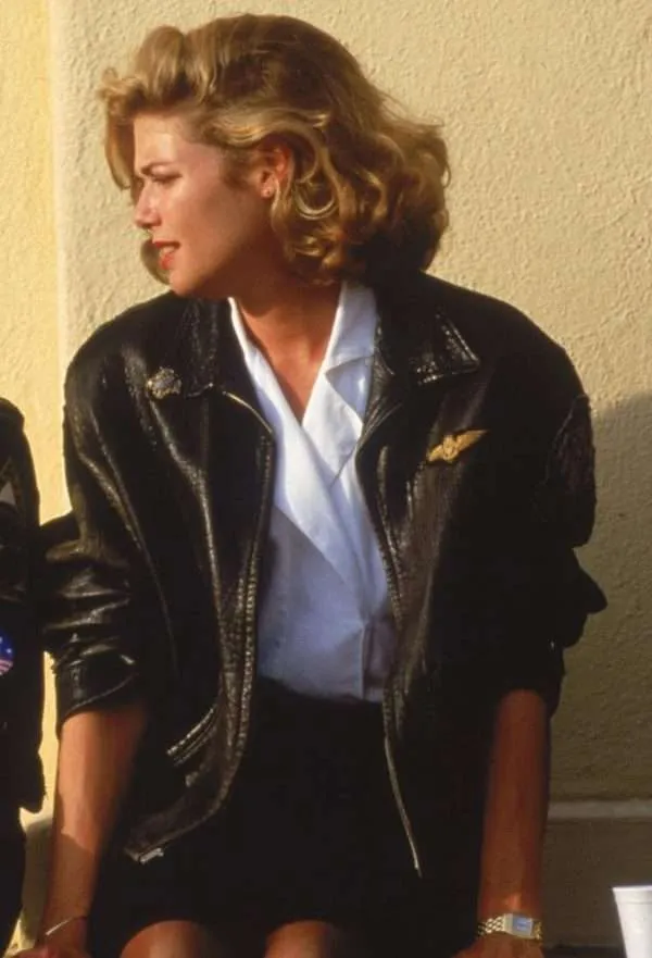 Kelly McGillis Top Gun Black Leather Jacket